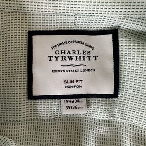 Charles Tyrwhitt Slim Fit Non-Iron Weave Green Shirt